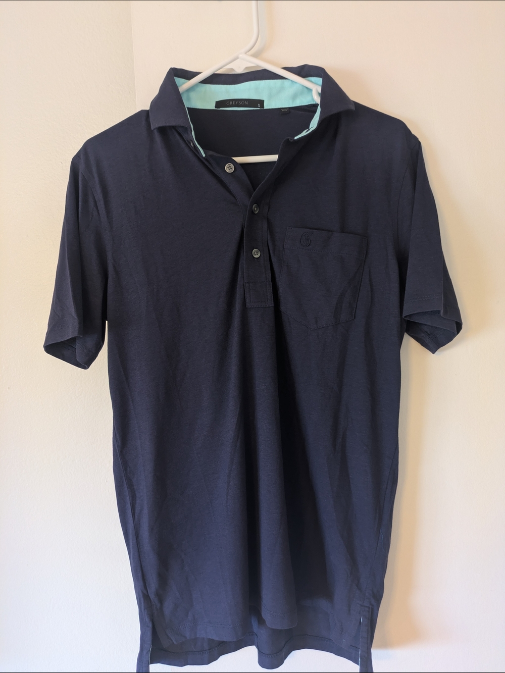 Greyson Men's Dark BluePolo Shirt with Contrast Collar - Sm (NWOT)